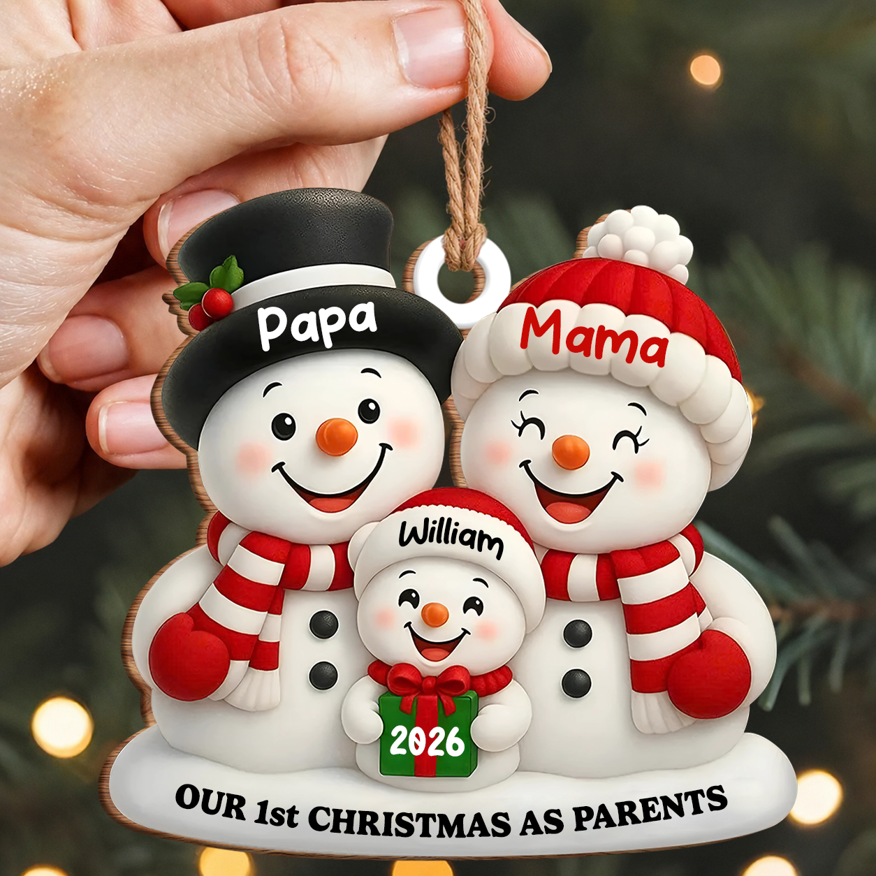 Personalized First Christmas as Parents Wood Ornament – New Parents Couple Gift