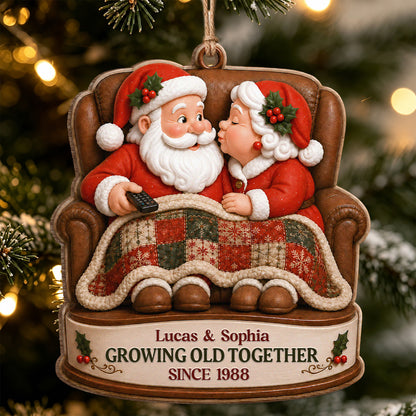 Personalized Growing Old Together Couple Wood Ornament – Anniversary Christmas Gift