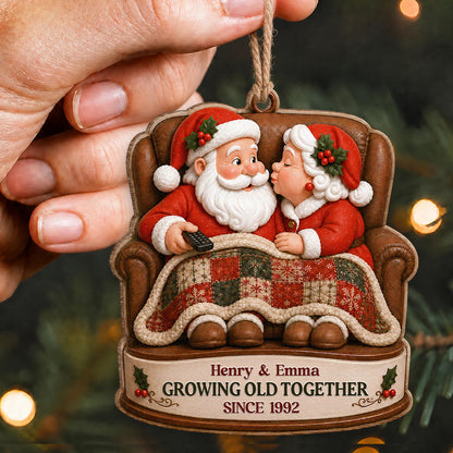 Personalized Growing Old Together Couple Wood Ornament – Anniversary Christmas Gift