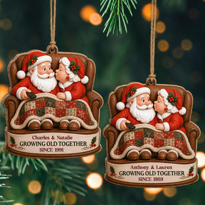 Personalized Growing Old Together Couple Wood Ornament – Anniversary Christmas Gift