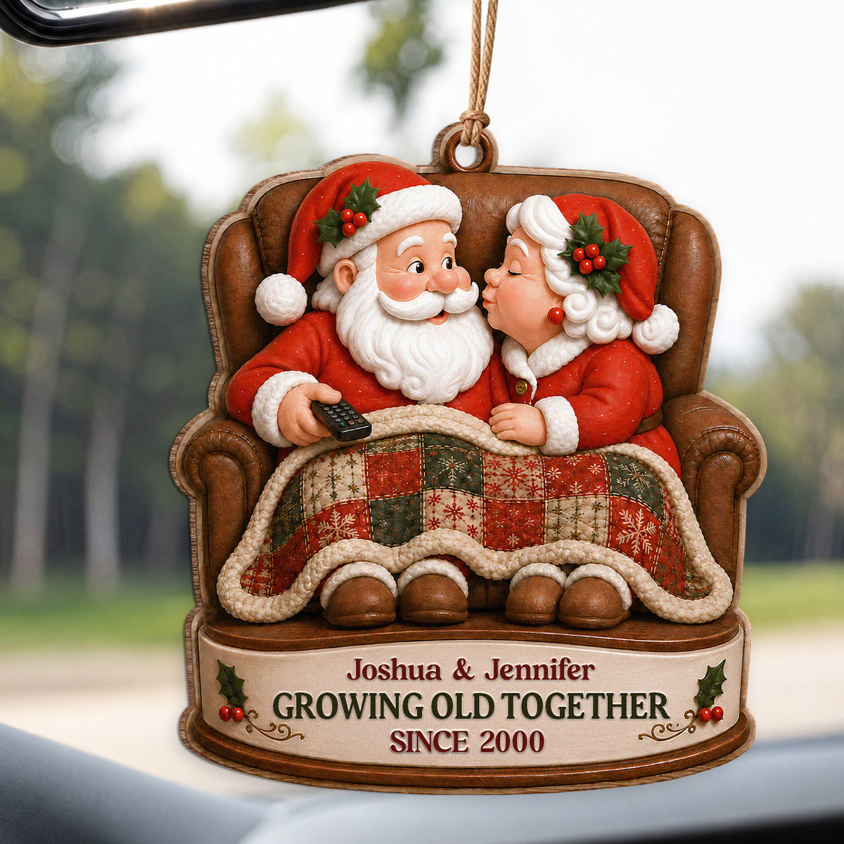 Personalized Growing Old Together Couple Wood Ornament – Anniversary Christmas Gift