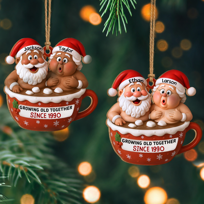Personalized Santa Couple Christmas Wood Ornament – Anniversary Keepsake Gift