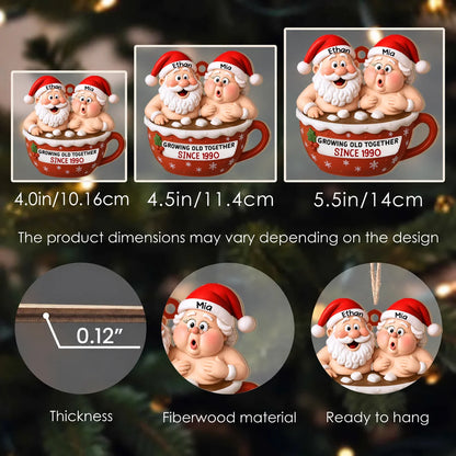 Ornement de Noël en bois personnalisé pour couple - Cadeau souvenir d'anniversaire