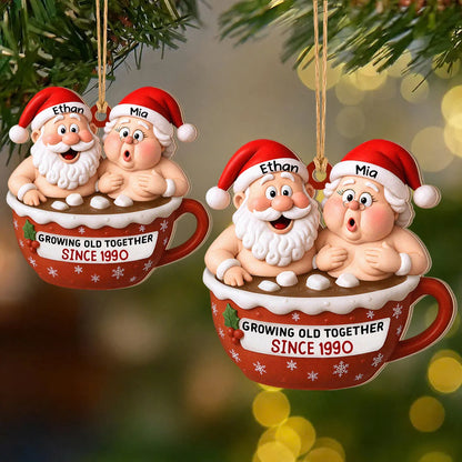 Ornement de Noël en bois personnalisé pour couple - Cadeau souvenir d'anniversaire