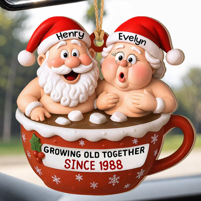 Ornement de Noël en bois personnalisé pour couple - Cadeau souvenir d'anniversaire