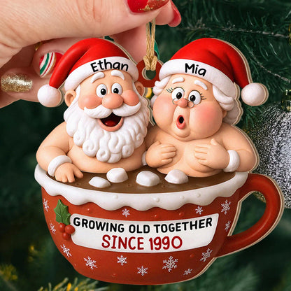 Ornement de Noël en bois personnalisé pour couple - Cadeau souvenir d'anniversaire