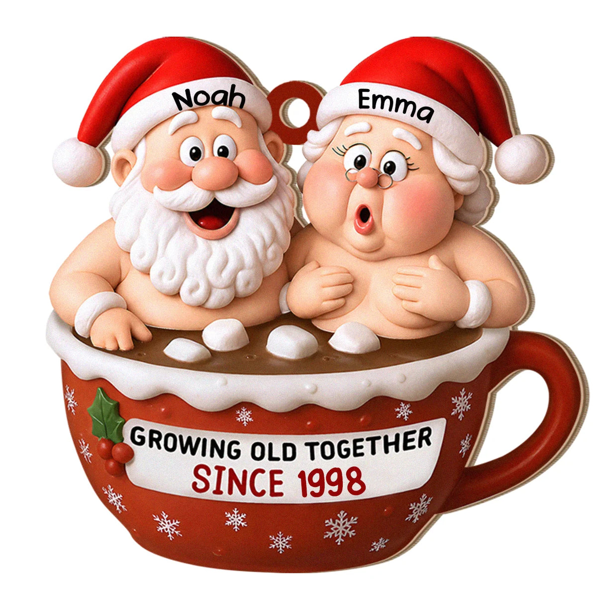 Ornement de Noël en bois personnalisé pour couple - Cadeau souvenir d'anniversaire