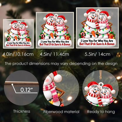 Personalisierter Schneemann-Pärchen Holz-Weihnachtsanhänger – Winter-Romantikgeschenk für Paare
