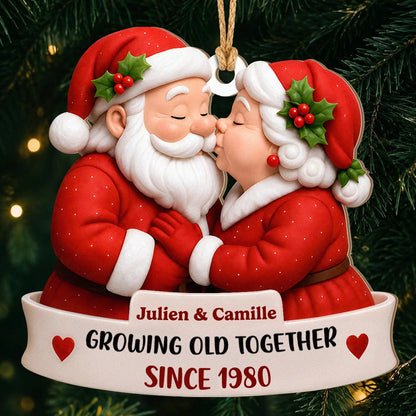 Ornement de Noël en bois personnalisé pour couple – Cadeau d'anniversaire « Vieillir ensemble »