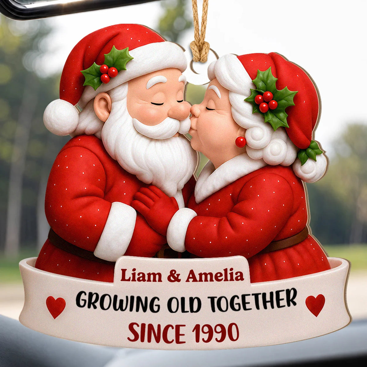 Ornement de Noël en bois personnalisé pour couple – Cadeau d'anniversaire « Vieillir ensemble »