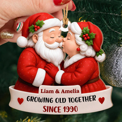 Ornement de Noël en bois personnalisé pour couple – Cadeau d'anniversaire « Vieillir ensemble »