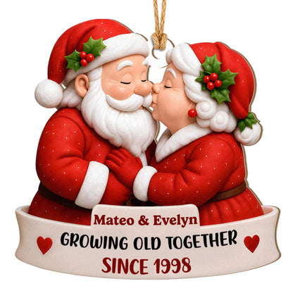 Ornement de Noël en bois personnalisé pour couple – Cadeau d'anniversaire « Vieillir ensemble »