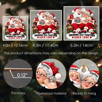 Personalized I'm Everything Santa Couple Plaid Sofa Anniversary Wood Ornament – Gift for Couples