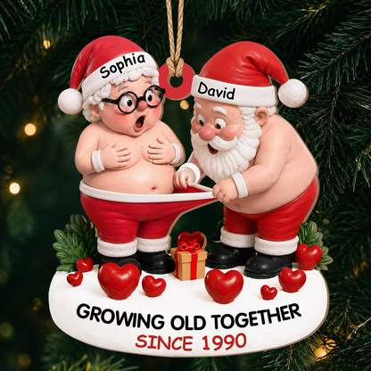 Personalisierter Holzschmuck „Gemeinsam alt werden“ für Paare – Weihnachts-Deko mit Namen & Jahr nach Wunsch