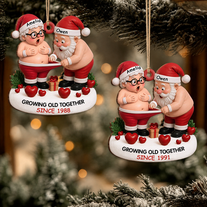 Personalized Growing Old Together Couple Wood Ornament – Anniversary Christmas Gift