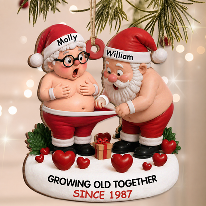 Personalized Growing Old Together Couple Wood Ornament – Anniversary Christmas Gift