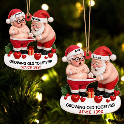 Personalisierter Holzschmuck „Gemeinsam alt werden“ für Paare – Weihnachts-Deko mit Namen & Jahr nach Wunsch
