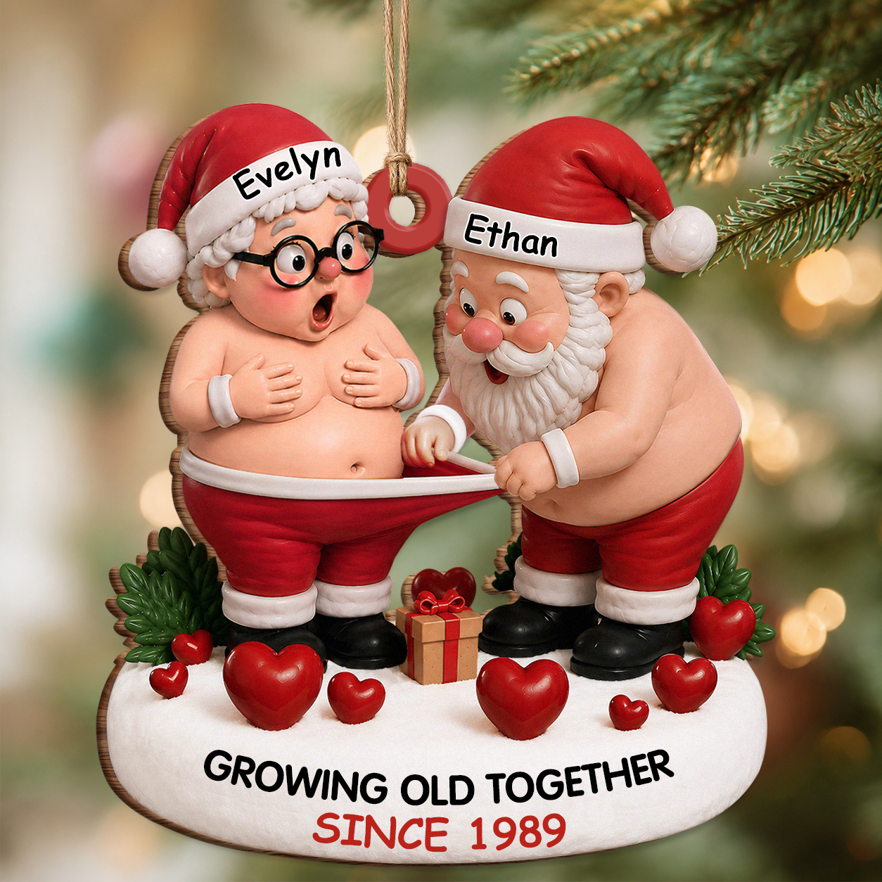 Personalized Growing Old Together Couple Wood Ornament – Anniversary Christmas Gift