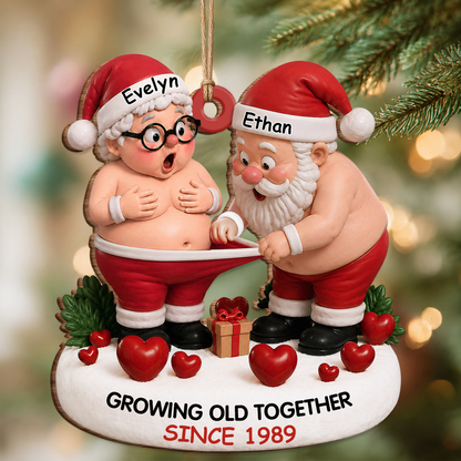 Personalized Growing Old Together Couple Wood Ornament – Anniversary Christmas Gift