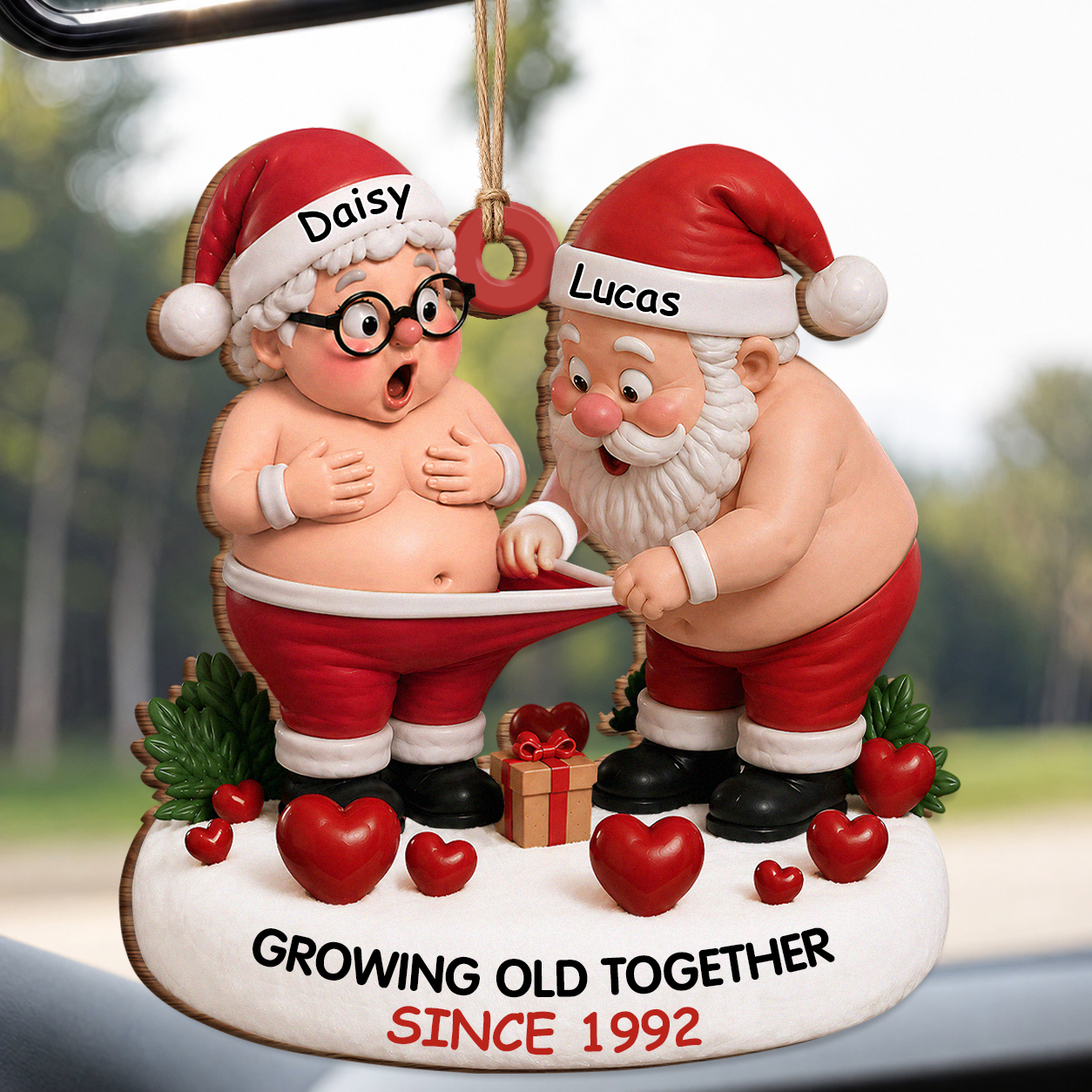Personalized Growing Old Together Couple Wood Ornament – Anniversary Christmas Gift