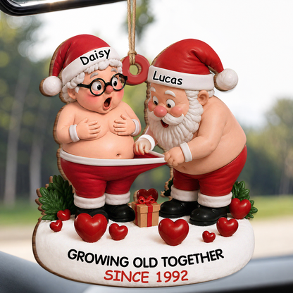 Personalized Growing Old Together Couple Wood Ornament – Anniversary Christmas Gift