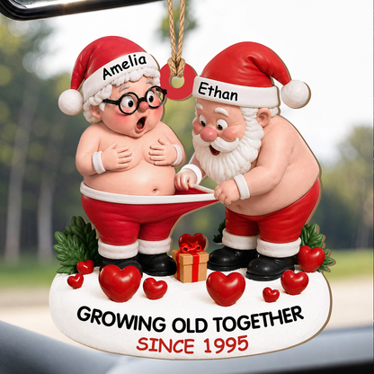 Personalisierter Holzschmuck „Gemeinsam alt werden“ für Paare – Weihnachts-Deko mit Namen & Jahr nach Wunsch
