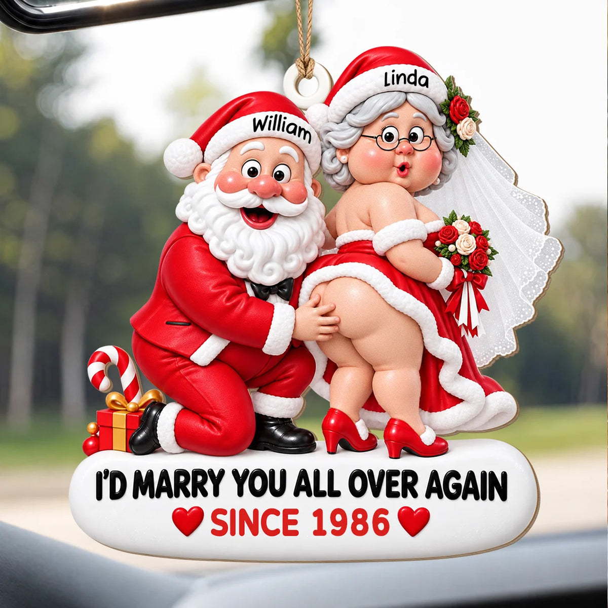 Personalized I'd Marry You All Over Again Santa Wedding Couple Anniversary Wood Ornament – Gift for Couples