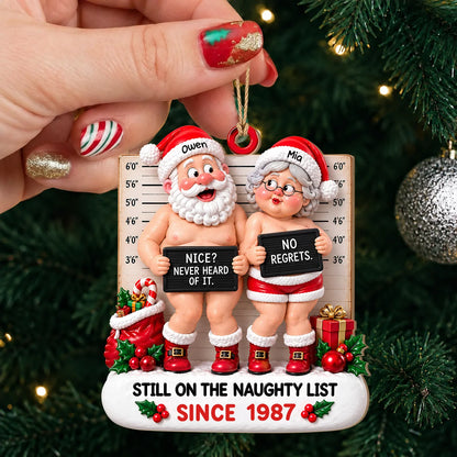 Personalisierter „Naughty List“ Holz-Weihnachtsschmuck für Paare – Geschenk für Paare
