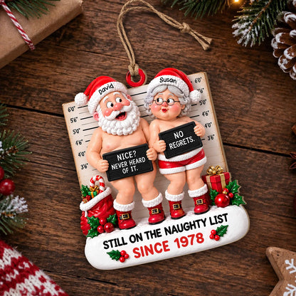 Personalisierter „Naughty List“ Holz-Weihnachtsschmuck für Paare – Geschenk für Paare