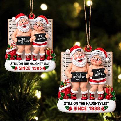 Personalisierter „Naughty List“ Holz-Weihnachtsschmuck für Paare – Geschenk für Paare