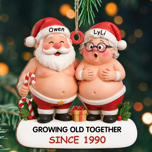 Personalized Growing Old Together Couple Wood Ornament – Christmas Anniversary Gift