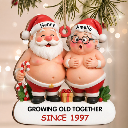 Personalized Growing Old Together Couple Wood Ornament – Christmas Anniversary Gift