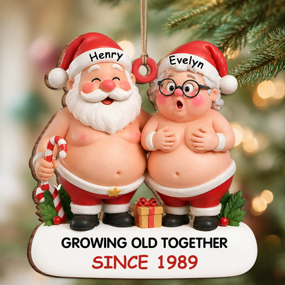 Personalized Growing Old Together Couple Wood Ornament – Christmas Anniversary Gift