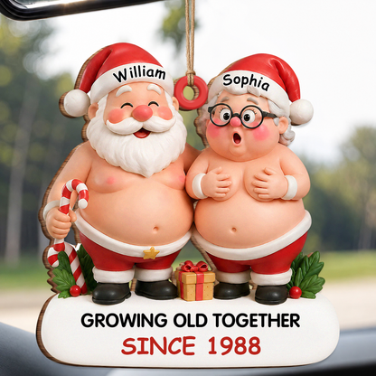 Personalized Growing Old Together Couple Wood Ornament – Christmas Anniversary Gift
