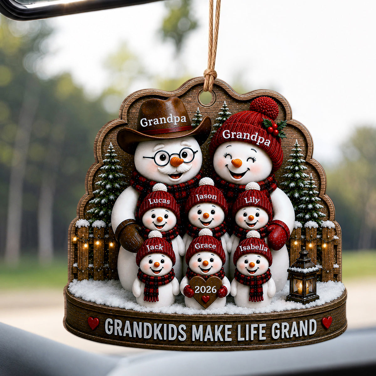 Personalized Grandkids Make Life Grand Wood Ornament – Family Christmas Gift for Grandma & Grandpa
