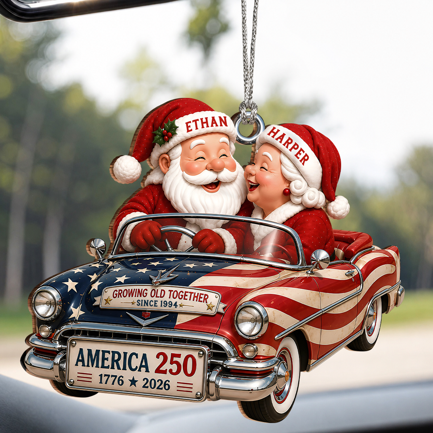 Personalized Growing Old Together Couple Wood Ornament – America 250 Christmas Gift