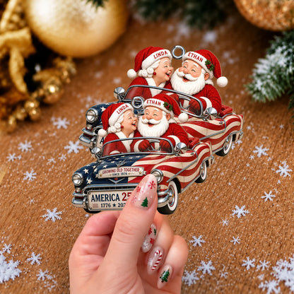 Personalized Growing Old Together Couple Wood Ornament – America 250 Christmas Gift