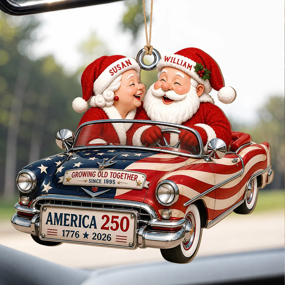 Personalized Growing Old Together Couple Wood Ornament – America 250 Christmas Gift