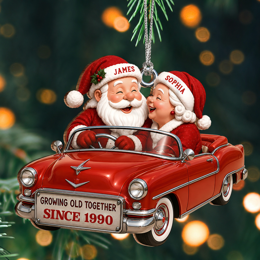 Personalized Growing Old Together Couple Wood Ornament – Anniversary Christmas Gift