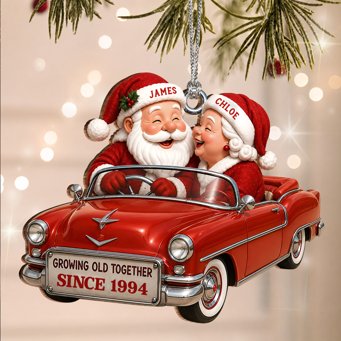 Personalized Growing Old Together Couple Wood Ornament – Anniversary Christmas Gift
