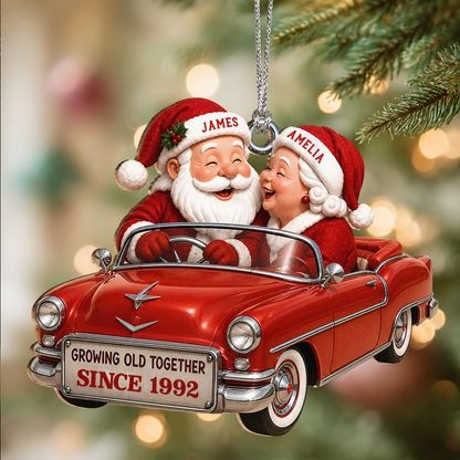 Personalized Growing Old Together Couple Wood Ornament – Anniversary Christmas Gift