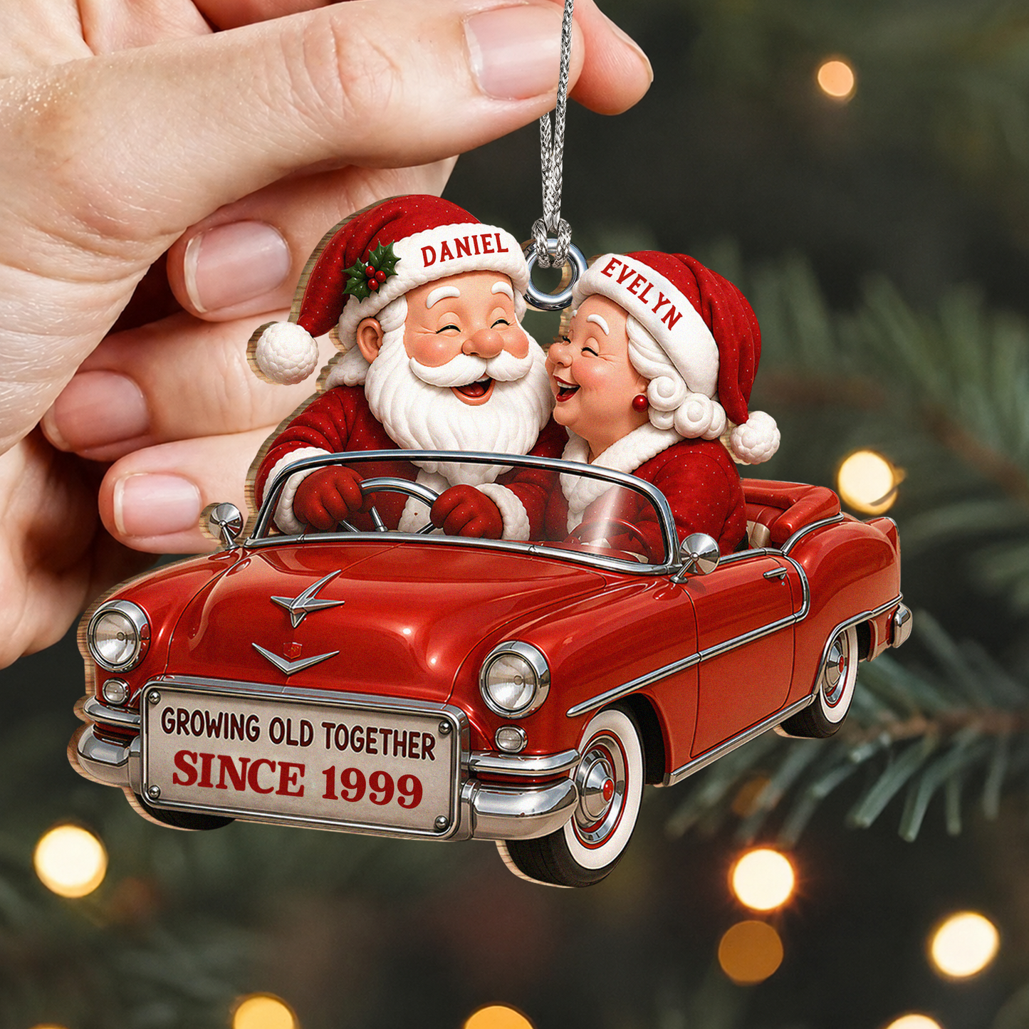 Personalized Growing Old Together Couple Wood Ornament – Anniversary Christmas Gift