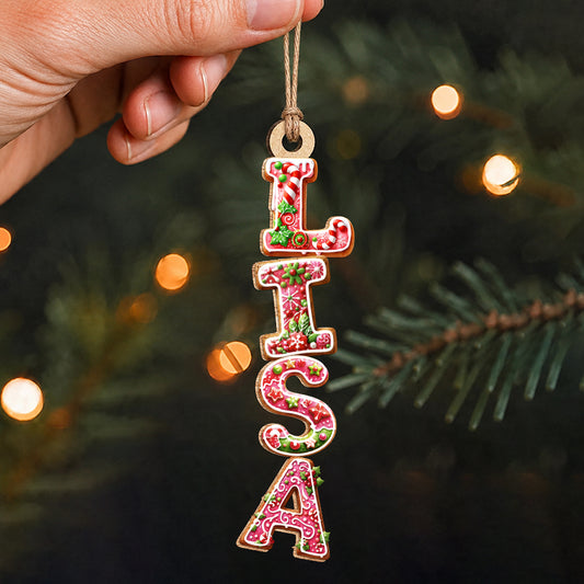 Personalisierter Weihnachtsbaumschmuck aus Holz mit Namen – Individueller Namensanhänger für den Weihnachtsbaum als Familiengeschenk