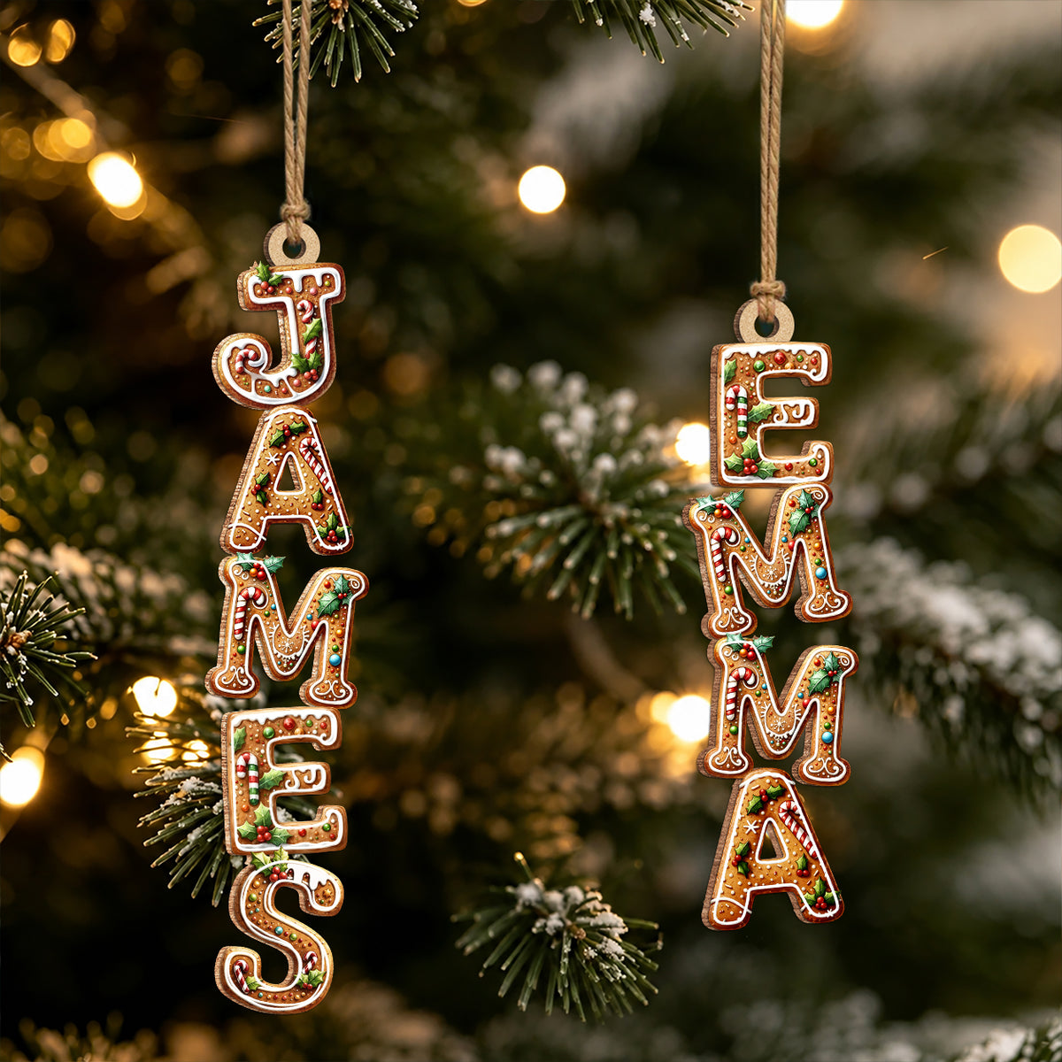 Personalized Christmas Name Wood Ornament – Custom Letter Tree Ornament Family Gift