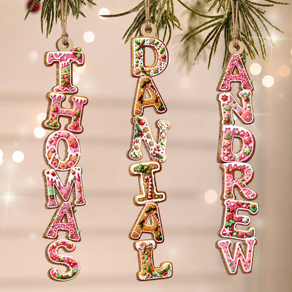 Personalized Christmas Name Wood Ornament – Custom Letter Tree Ornament Family Gift